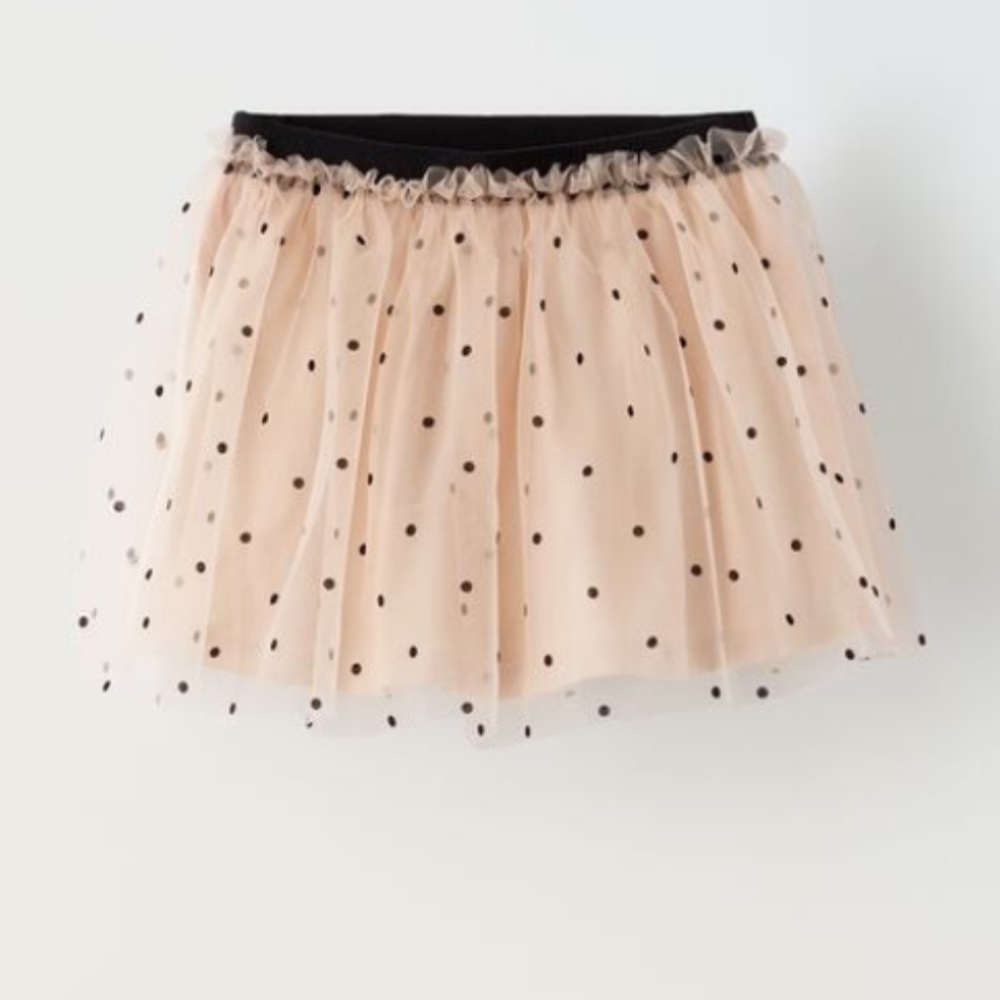 Zara girls layer tulle skirt black polkadot 4/5 years small fit more like 3/4 Y